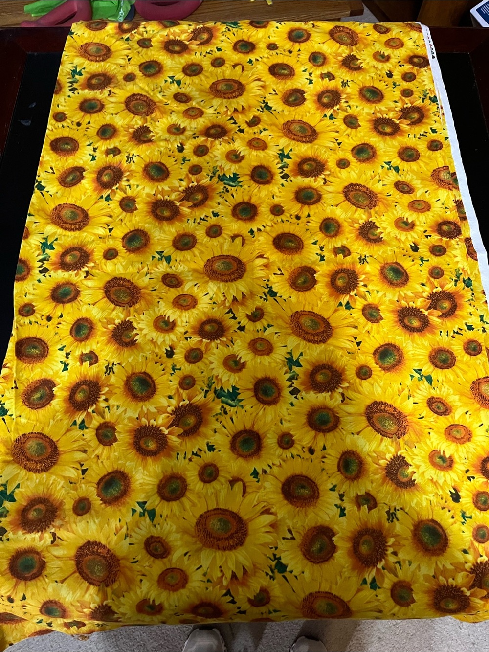 Sunflower-Print Decorative Fabric Panel - Vibrant Yellow Floral